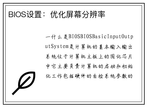 BIOS设置：优化屏幕分辨率
